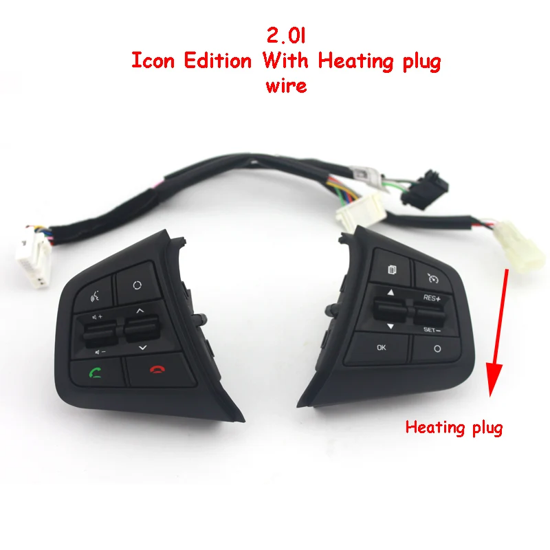 icon with heating Кнопки рулевого колеса для hyundai ix25(creta) 2.0L круиз управление кнопки Bluetooth телефон нагревательный разъем провода - Цвет: icon with heating