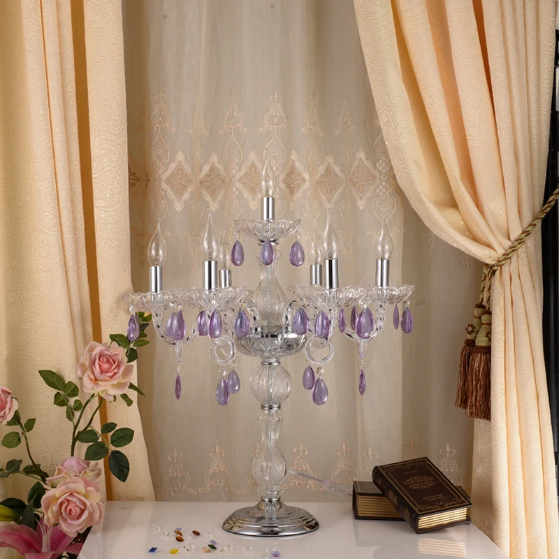 European Crystal Desk Lamp Wedding Aisle Table lamp Living Room Bedroom Light Club Building Photo Decoration LED Candle | Освещение