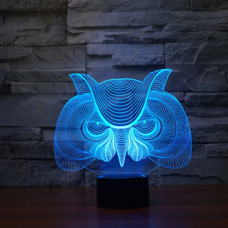

Креативный мультяшный Ночной светильник в виде совы, 3D светодиодный ночник, акриловый красочный градиентный атмосферный светильник, новин...