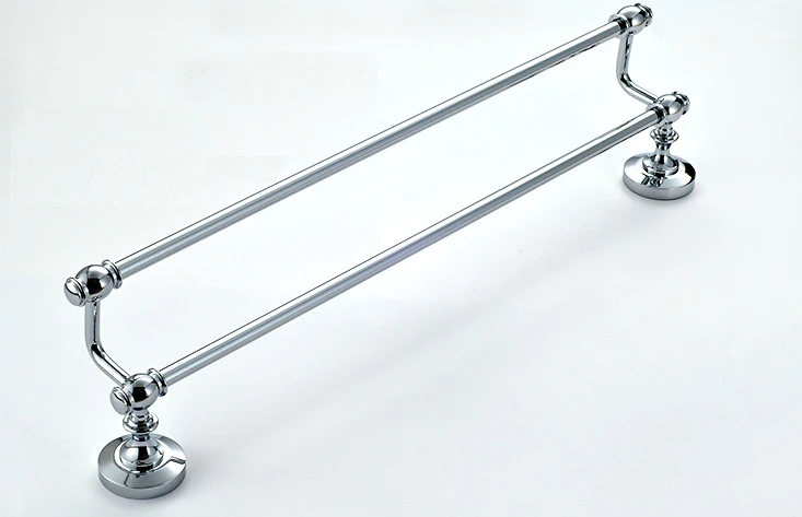 Настенный полированный хромированный латунный двойной держатель для полотенец