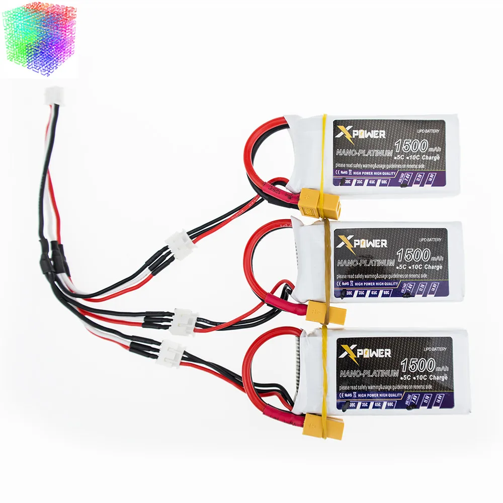 7.4V 1500mAh 2s Lipo battery 30C max 35C Xpower 3pcs and USB charger XT60 / T plug for RC Helicopter Quadcopter drone part | Игрушки и
