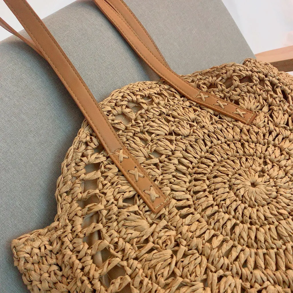 Соломенные сумки для женщин летние из ротанга bolsas круглые пляжные ручные трикотажные тканые сумки Большие Сумки sac bolsos de paja