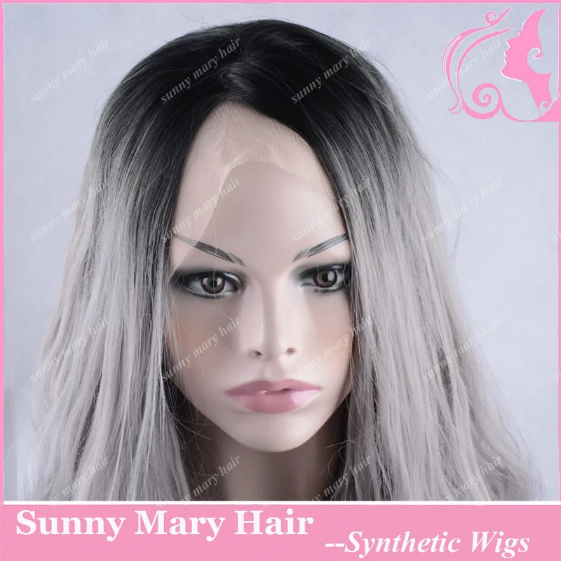 Мода ломбер серебристо серый Bodywave синтетический фронта парик Glueless длинные