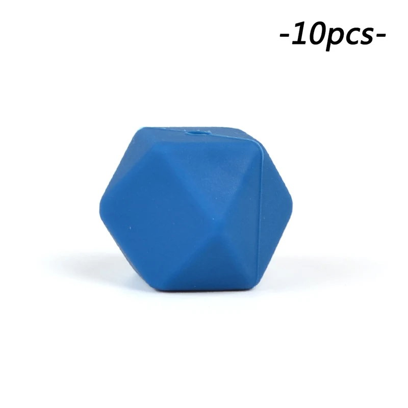 Vivid blue LOFCA 10 шт. мини шестигранные силиконовые бусины 14 мм Прорезыватель для зубов Детские Прорезыватели Детские Силиконовые игрушки для изготовления ожерелья без бисфенола - Цвет: Vivid blue