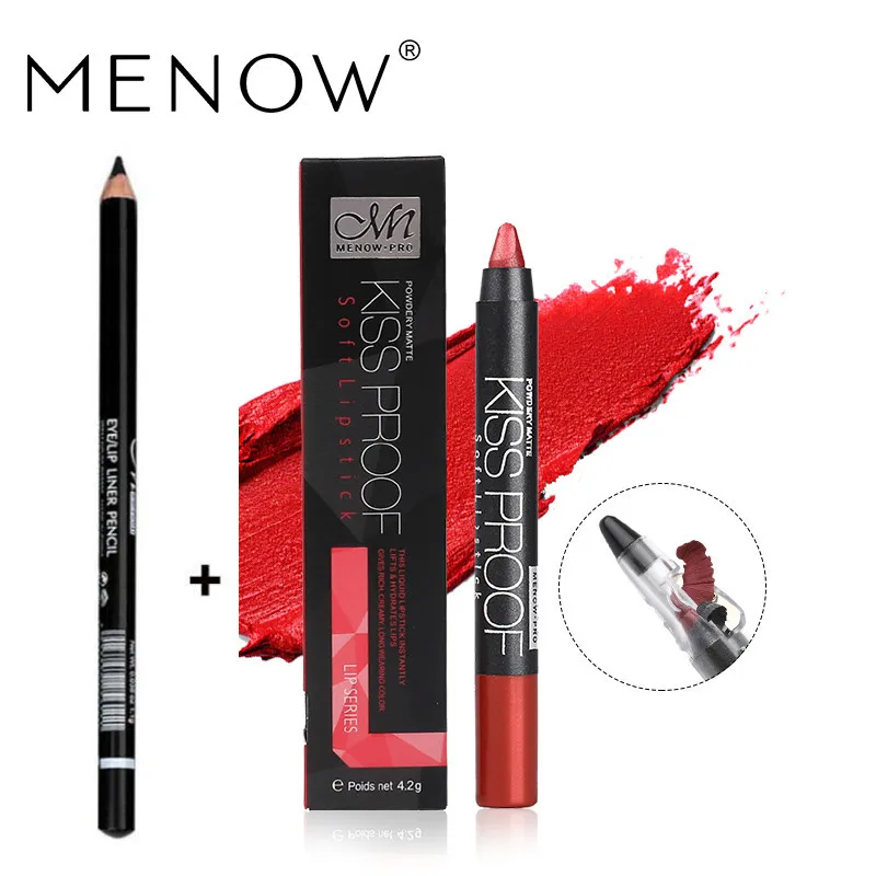 Набор для макияжа MENOW устойчивая к поцелуям помада точилка карандашей и подводка