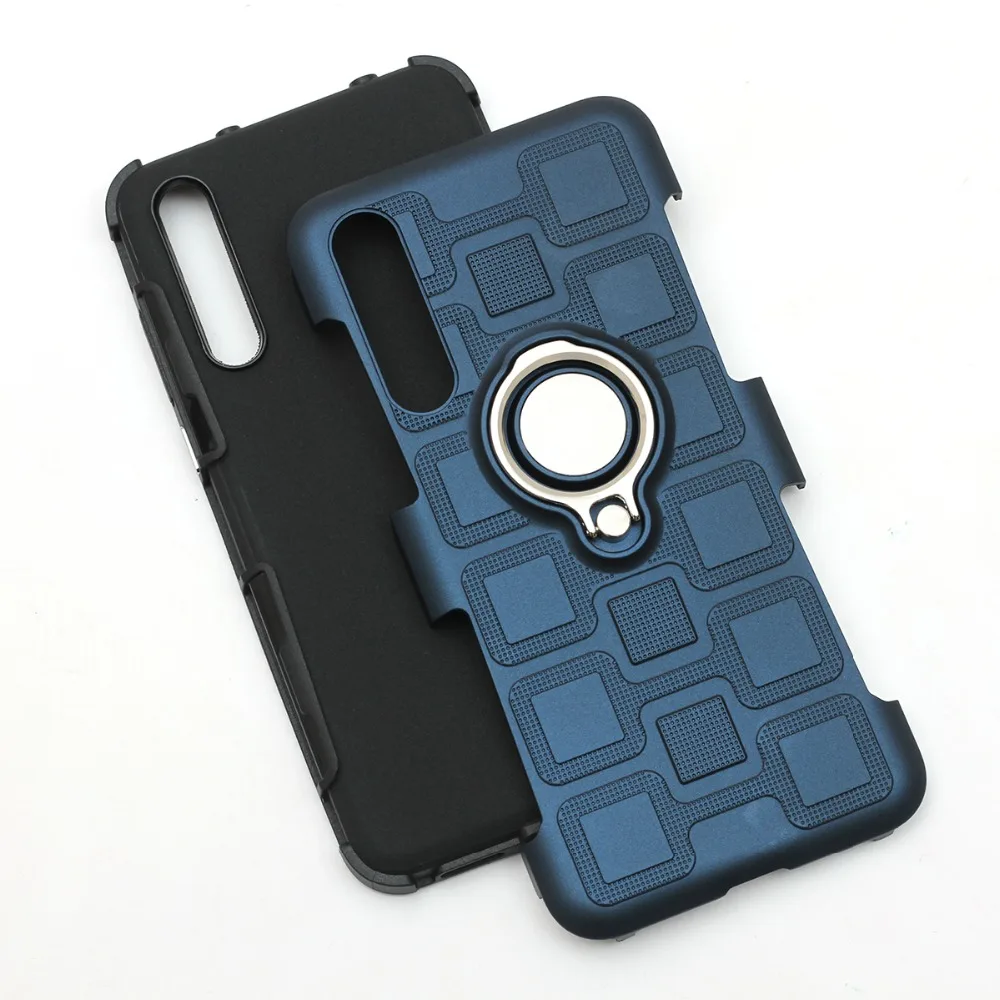 For Coque Huawei P20 Pro Case Hybrid Shockproof Finger Ring Holder Kickstand Fit Magnetic Car Mount Cover for |