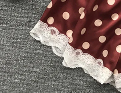 Женский Пижамный костюм в горошек атласная пижама с принтом на груди