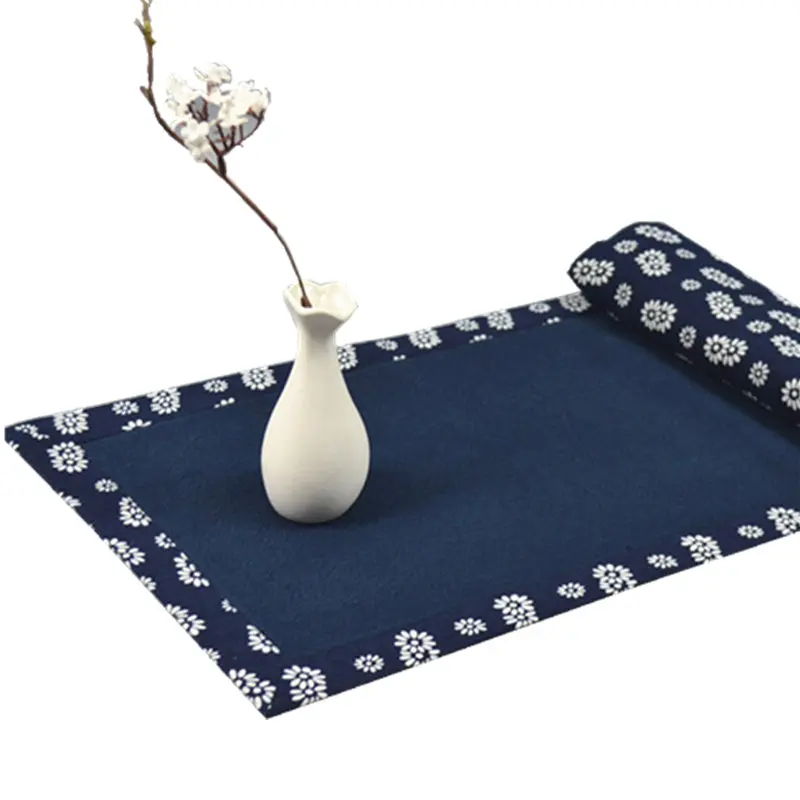 Мешковина льняная чашка Coaster чайное полотенце Коврик для стола Китайский зеленый