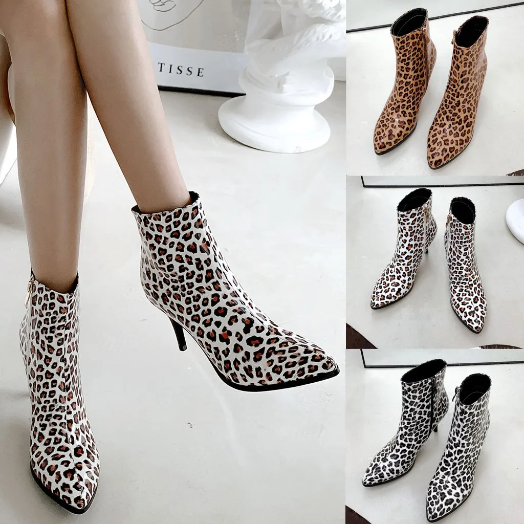 Женские ботинки из лакированной кожи с леопардовым принтом повседневные