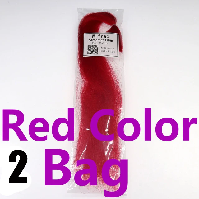 Red 2 bag Wifreo 2 шт. в упаковке 30 см гофрированный курчавый гольян волокно Стример Летать волокна Бактейл джиг голова Связывание материал для ловли нахлыстом приманка - Цвет: Red 2 bag
