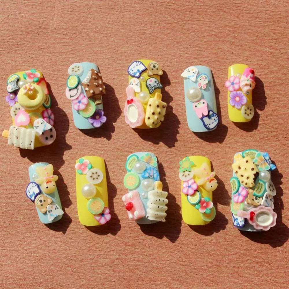 50 шт./компл. 3D наклейки для ногтей Мягкая Керамическая трость стержни полимерная