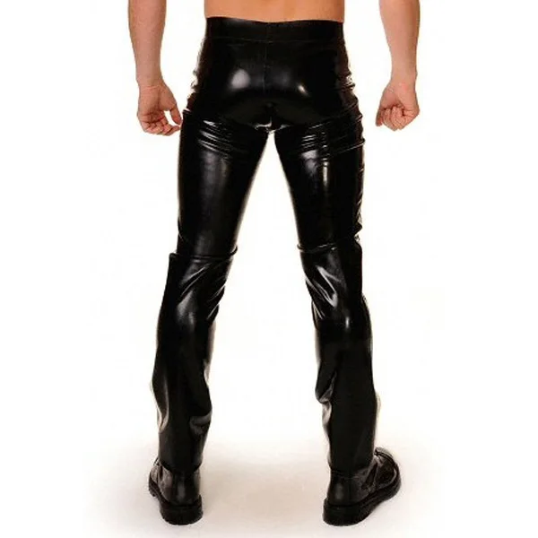 

Latex Men's Long Panties Sexy Tights Leggings Black With White Strips