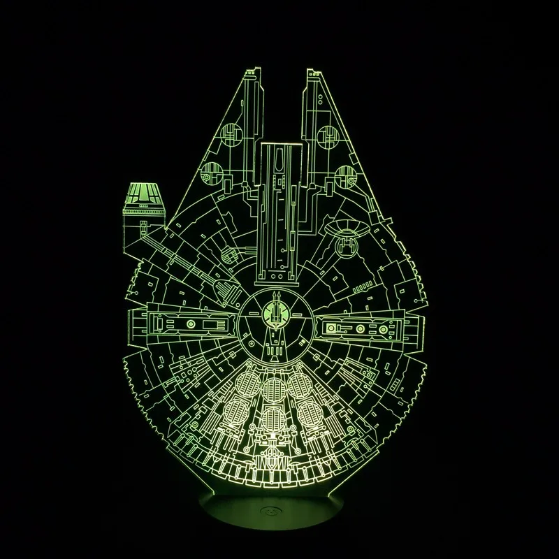 Звездные войны Тысячелетний сокол 3D светодиодный Ночной светильник 7 Красочные Атмосфера лампы Новинка светильник Инж