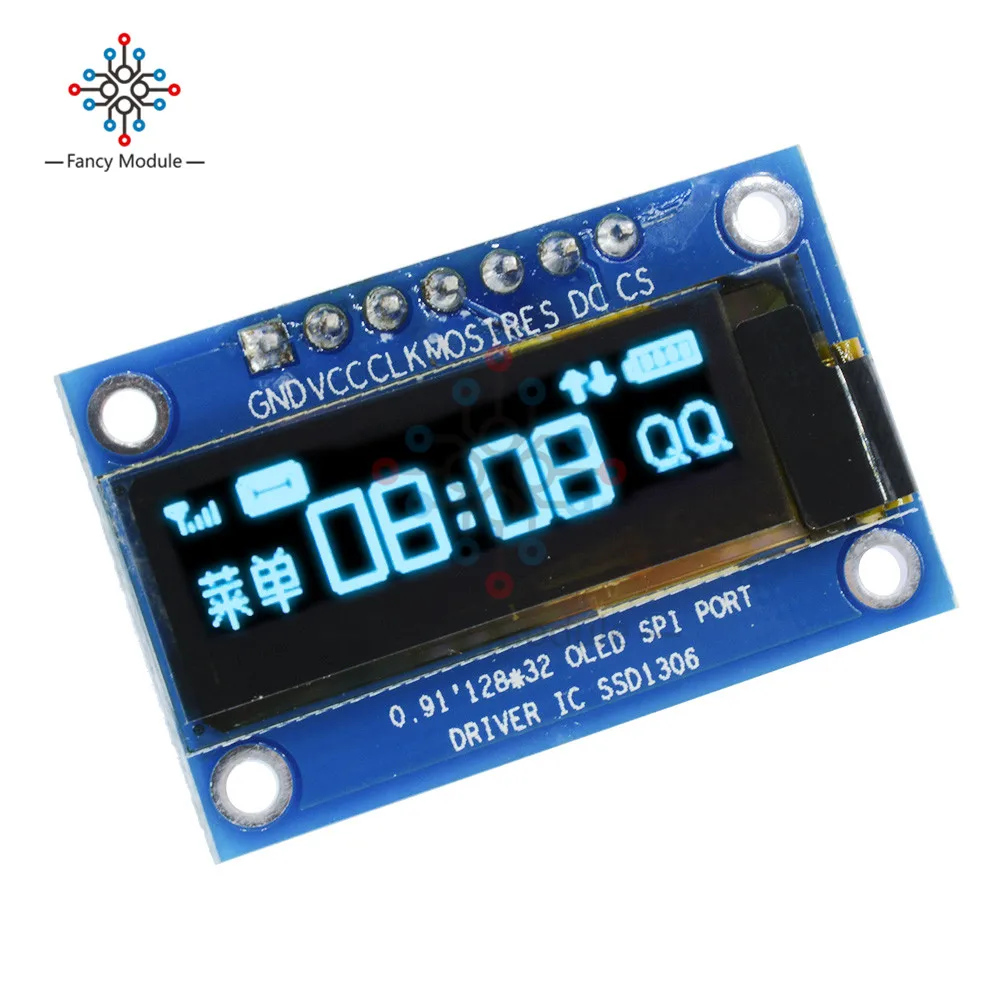 0 91 дюймовый SPI 128x32 синий OLED ЖК дисплей модуль DIY SSD1306 Драйвер IC DC 3 V 5V для Arduino