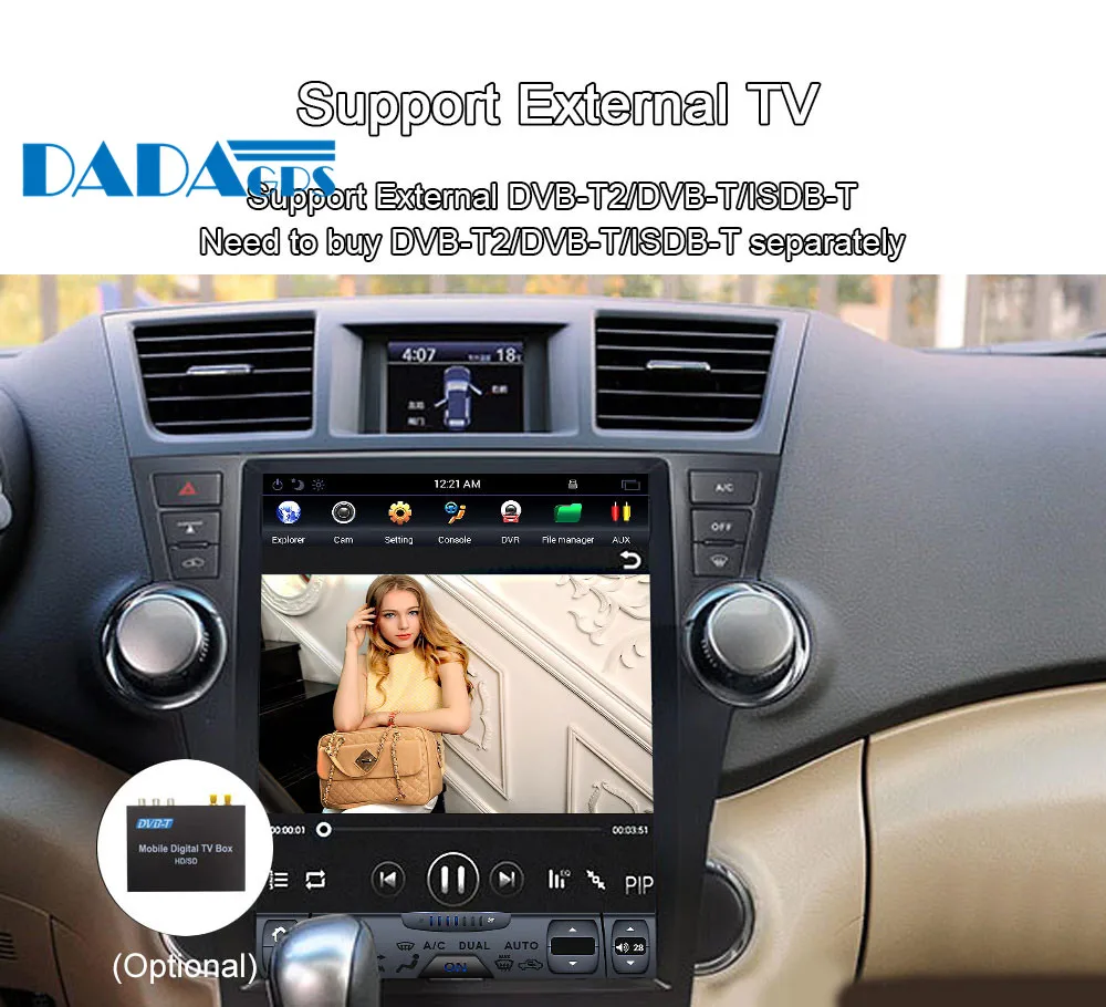 12," Android 7,1 Tesla стиль автомобиля радио плеер для Toyota Highlander 2007-2013 стерео Мультимедиа gps карта навигации головное устройство