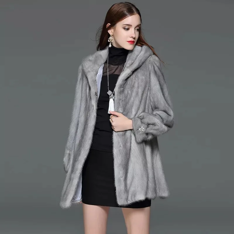 Роскошные Брендовые женские натуральная норковая Меховая куртка длинная