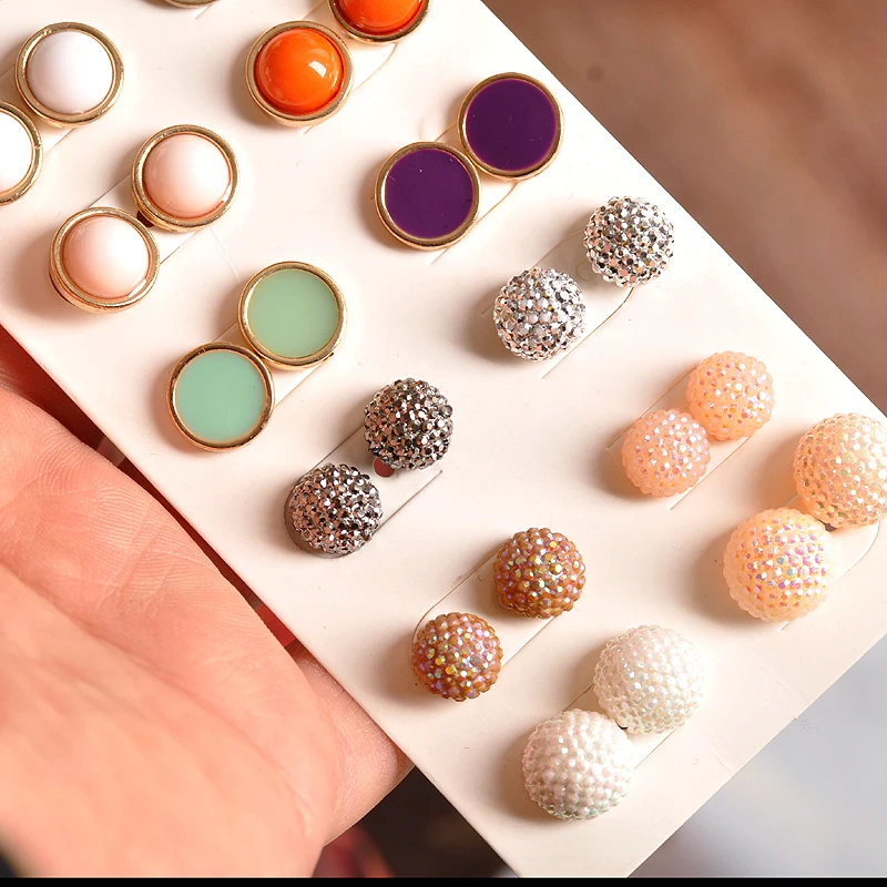 Fashion gorgeous women jewelry girl birthday party earrings green white purple mixed with 12 pairs /set free shpping | Украшения и