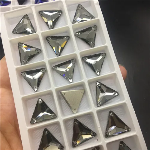 Black diamond TopStone K9 стекло кристалл 16 мм треугольник пришить Камень плоской задней части шитье бисера Ювелирных изделий смешать больше цветов - Цвет: Black diamond