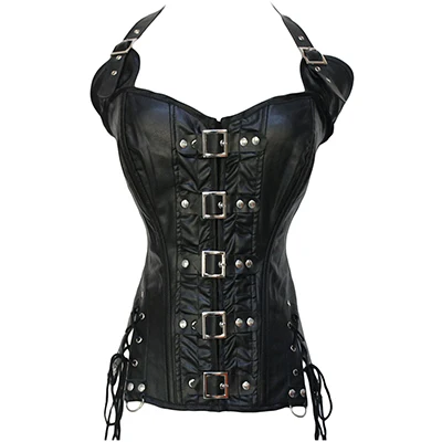 Женский черный корсет в стиле стимпанк со стальными косточками|bustier costume|corsets and