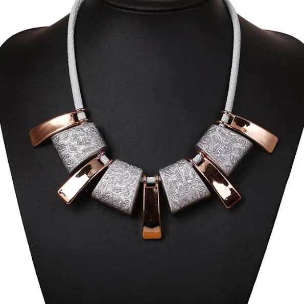 Тусклый лак квадратное ожерелье цепочка ключицы модная кожаная веревка