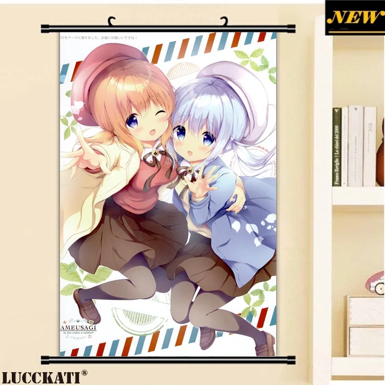 40X60 см, Gochiusa Gochuumon wa Usagi Desu ka Rabbit, сексуальная лоли, мультфильм, аниме картинка, настенная прокрутка, холст, живопись, плакат