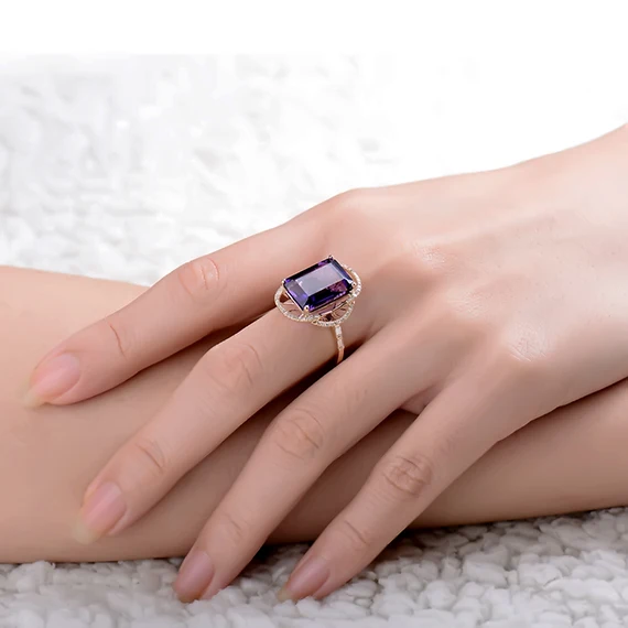 LOVERJEWELRY лидер продаж Винтажное кольцо с изумрудной огранкой 10x14 мм из желтого