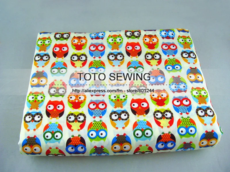 1 meter 100% cotton fabrics by Meter 160cmx100cm colorful cartoon owl Printed for Quilting Children Dress Bedding Tilda Cloth|fabric