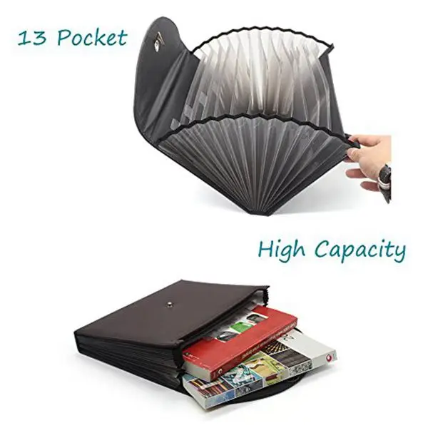 13Pockets Expanding File Folder A4 Organizer Portable Business File Office Document Holder Carpeta Archivador Portable Briefcase