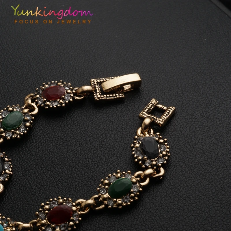 Yunkingdom цветок Pulseira Feminina ювелирные изделия, золотой цвет винтажные браслеты, античное золото цвет юбилей подарки YUN0678