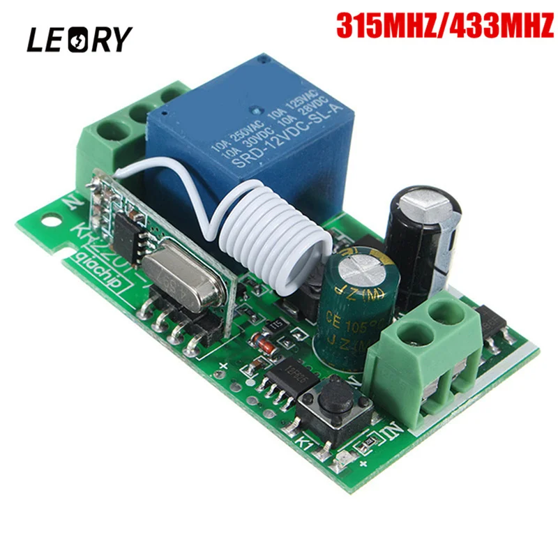 LEORY Smart Беспроводной RF пульт дистанционного управления приемник DC 12V 220V 10A 1 Ch 315/433MHz релейный переключатель лучший