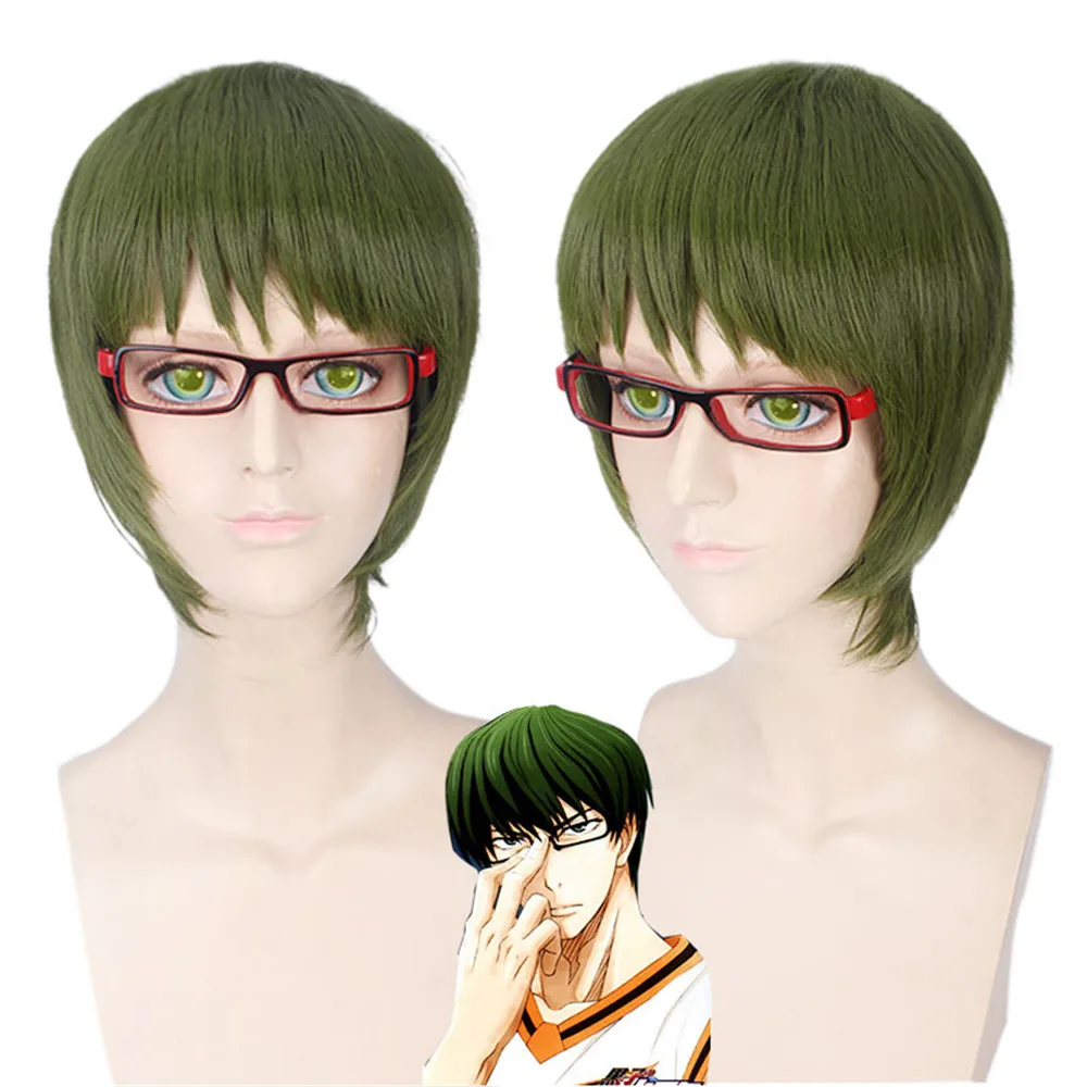 Kuroko no Basuke Midorima Shintaro Зеленые Короткие прямые парики из высокотемпературного