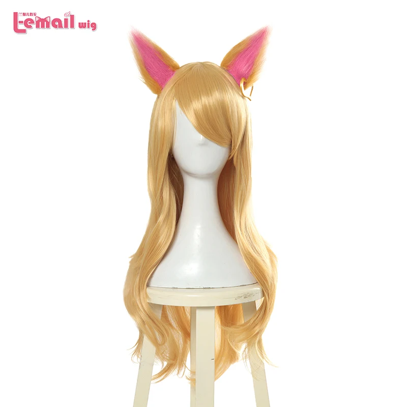 Парик L-email игровой персонаж LOL KDA Ahri Косплей парики 70 см с ушками K/DA термостойкие