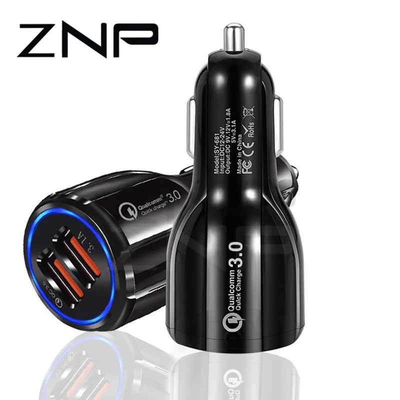ZNP автомобильное USB зарядное устройство Быстрая зарядка 3,0 2,0 зарядное устройство для мобильного телефона 2 порта USB быстрое автомобильное зарядное устройство для iPhone samsung планшета автомобильное зарядное устройство