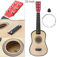 23 inch unisex basswood acoustic guitar wood color 6 string musical instrument with guitar pick and string