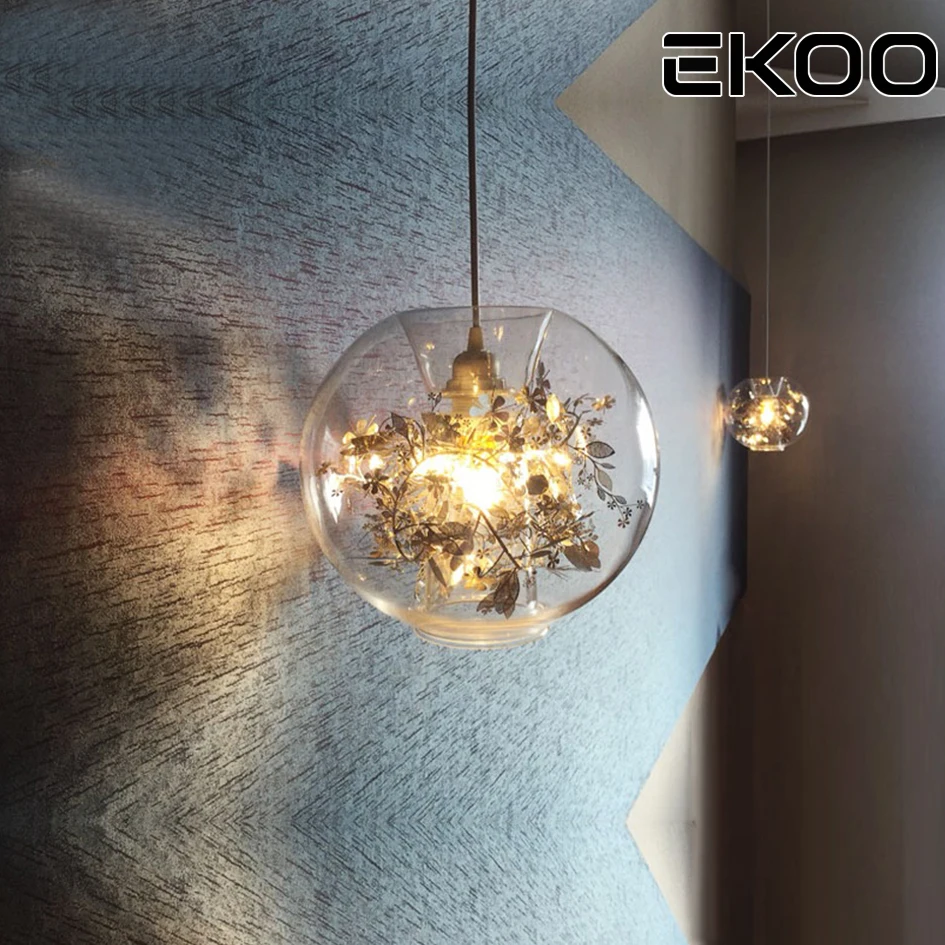EKOO прозрачный стеклянный шар современные подвесные лампы из нержавеющей стали