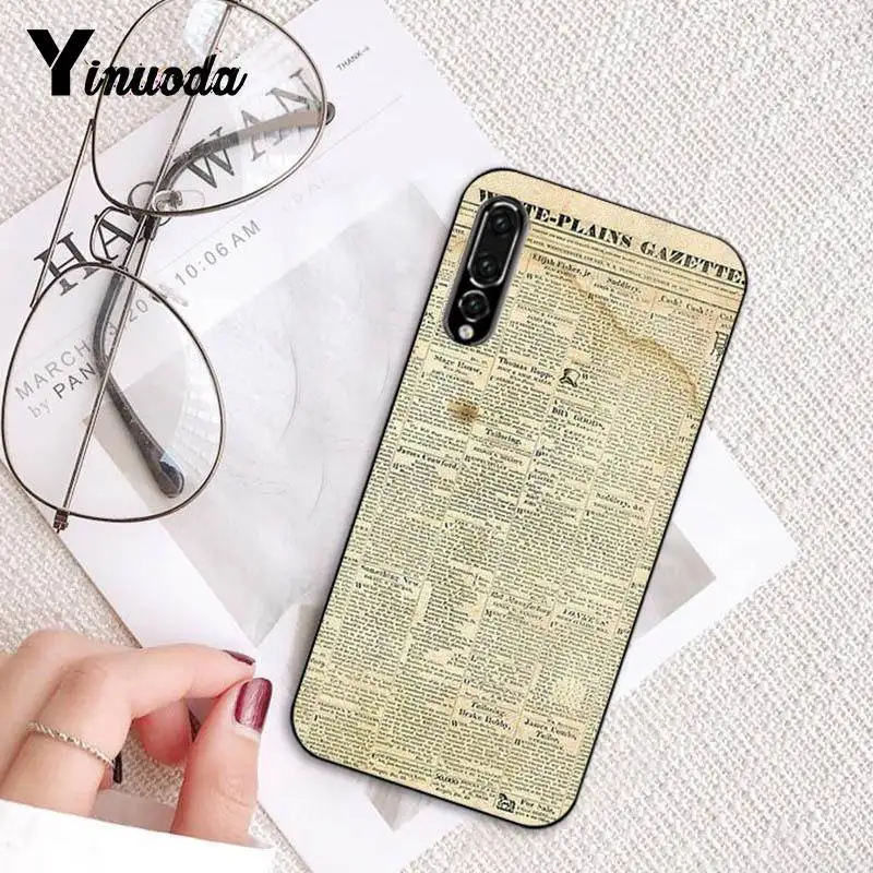 Чехол для телефона Yinuoda с изображением книги из старой газеты и музыки Huawei P9 P10 Plus