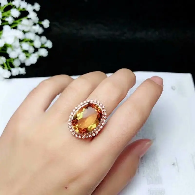 Кольца shilovem из стерлингового серебра 925 пробы с пьезоэлектрическим цитрином