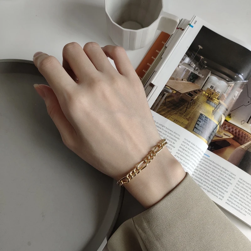 LouLeur 925 sterling silver rude chain bracelets industry style temperament fashionable elegant for women fine jewelry | Украшения и