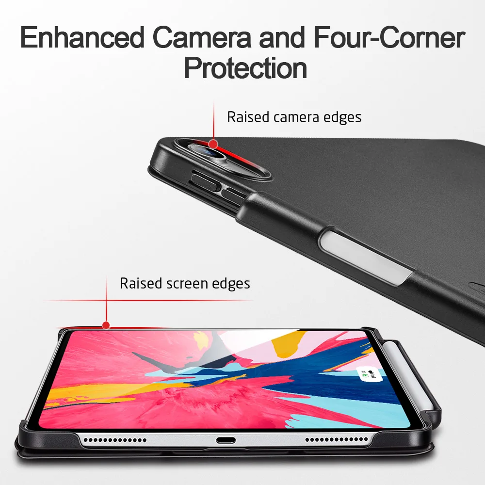 Чехол ESR для iPad Pro 11, Ультратонкий чехол из искусственной кожи, прозрачная задняя крышка из поликарбоната с отделением для карандашей, чехол для зарядки