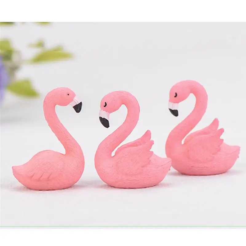2pc Pink Plastic Decorative Flamingo Fairy Garden Decor Craft Dollhouse Accessory Home Decoration Crafts Figurines Miniatures