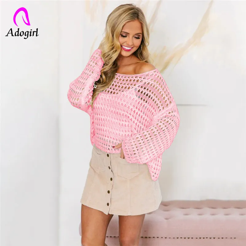 Женская шерстяная трикотажная рубашка Adogirl Свободная одежда с вырезами