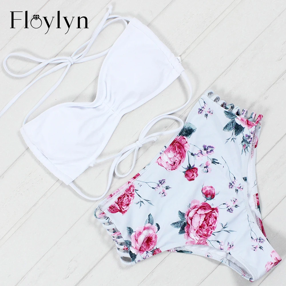 Floylyn сексуальное бикини с высокой талией купальник женский цветочный