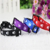 40 pieceslothot sale nylon paw printed pet dog chain dog puppy collar with bell and leash lead