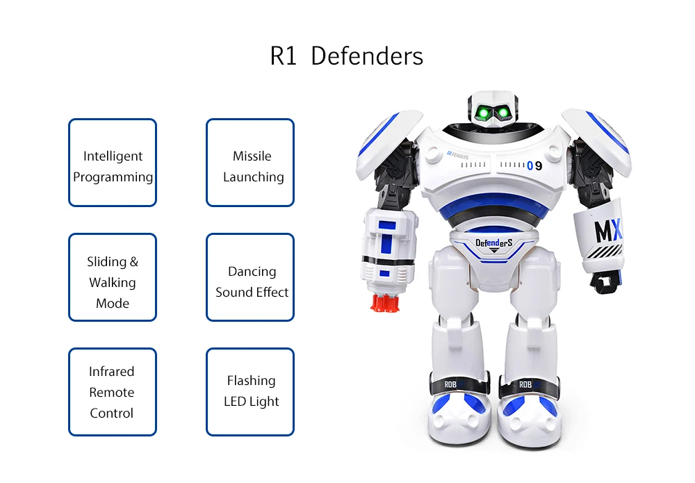 JJRC R1 защитники инфракрасного управления робот RTR программируемое движение/ракета стрельба/Раздвижные ходьба танцы режим