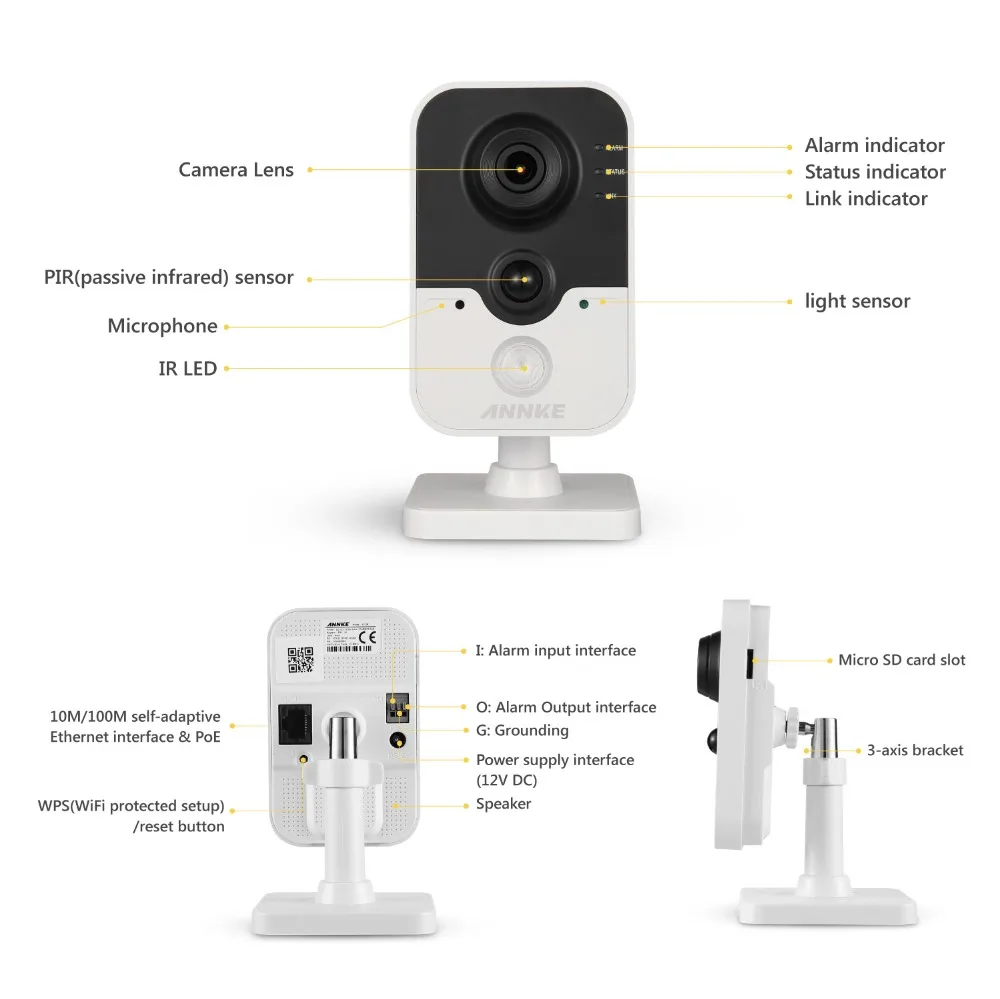 ANNKE 1080P Wifi беспроводное HD видео день и ночь безопасности сетевой камеры