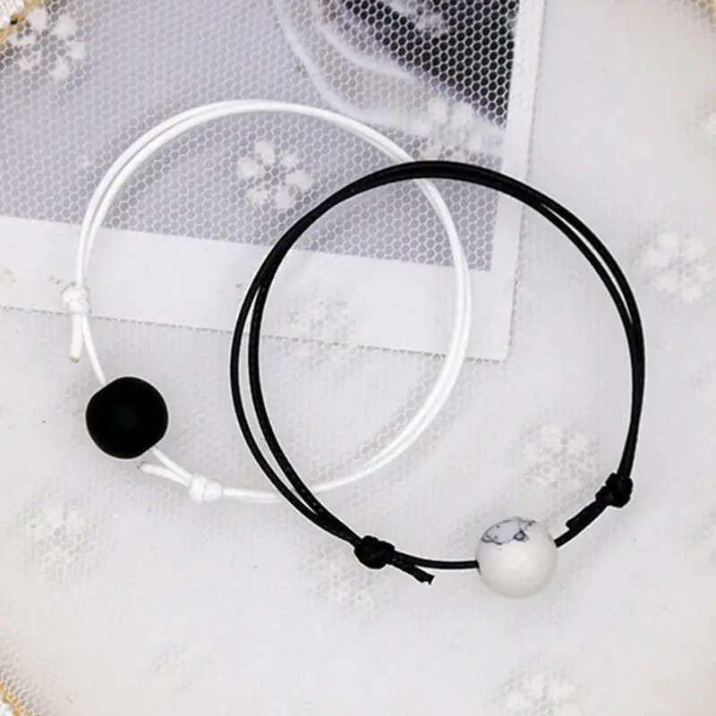 New Fashion Bracelet for Women and Men Artificial Stone Ball Charm Bracelets Paired Rope Chain Couple Bracelets Gifts for Lovers