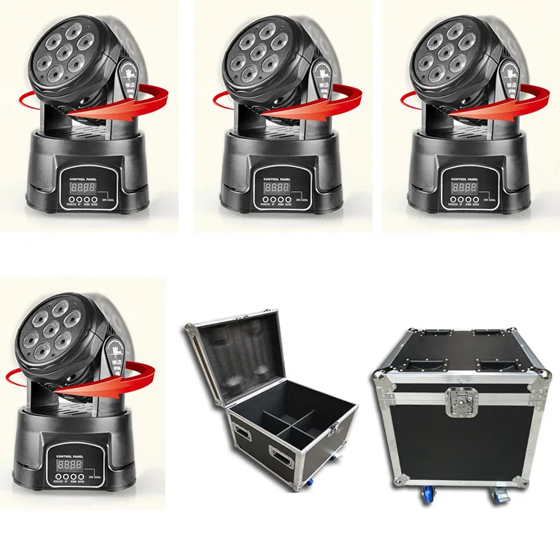 4 шт./лот flightcase в упаковке миниатюрная светодиодная Подвижная головка 7x12 Вт RGBW