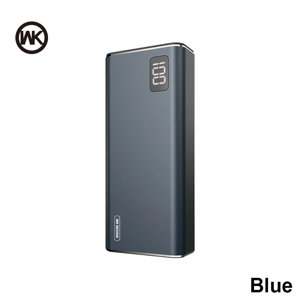 Blue powerbank 099 WK 3 входа 2USB мини банк питания 10000 мАч металлическое портативное зарядное устройство 10000 мАч Внешний аккумулятор для iPhone Xiaomi Внешний аккумулятор повербанк - Цвет: Blue powerbank 099
