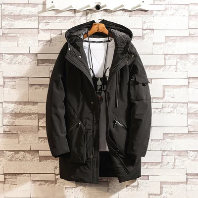 KOLMAKOV Мужская одежда зимние парки для мужчин 4XL, 5XL Высокое качество модная парка с капюшоном Пальто и куртки Homme Брендовое Мужское пальто - Цвет: Черный