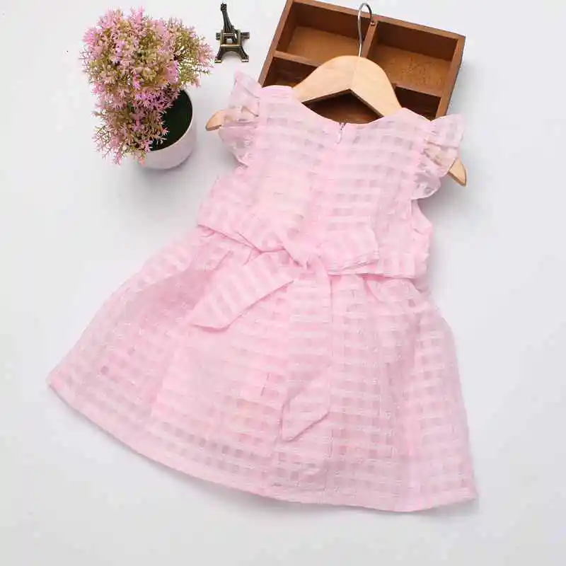 2019 Baby Girl Dresses Summer Party Cotton Mesh Cute Casual Folar Princess Short A-Line Fashion Solid Vestido Children Clothes | Детская